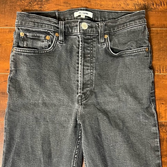 RE/DONE Revolve Denim High Rise Stove Pipe Faded Black Raw Hem Size 28 Redone - Picture 6 of 14
